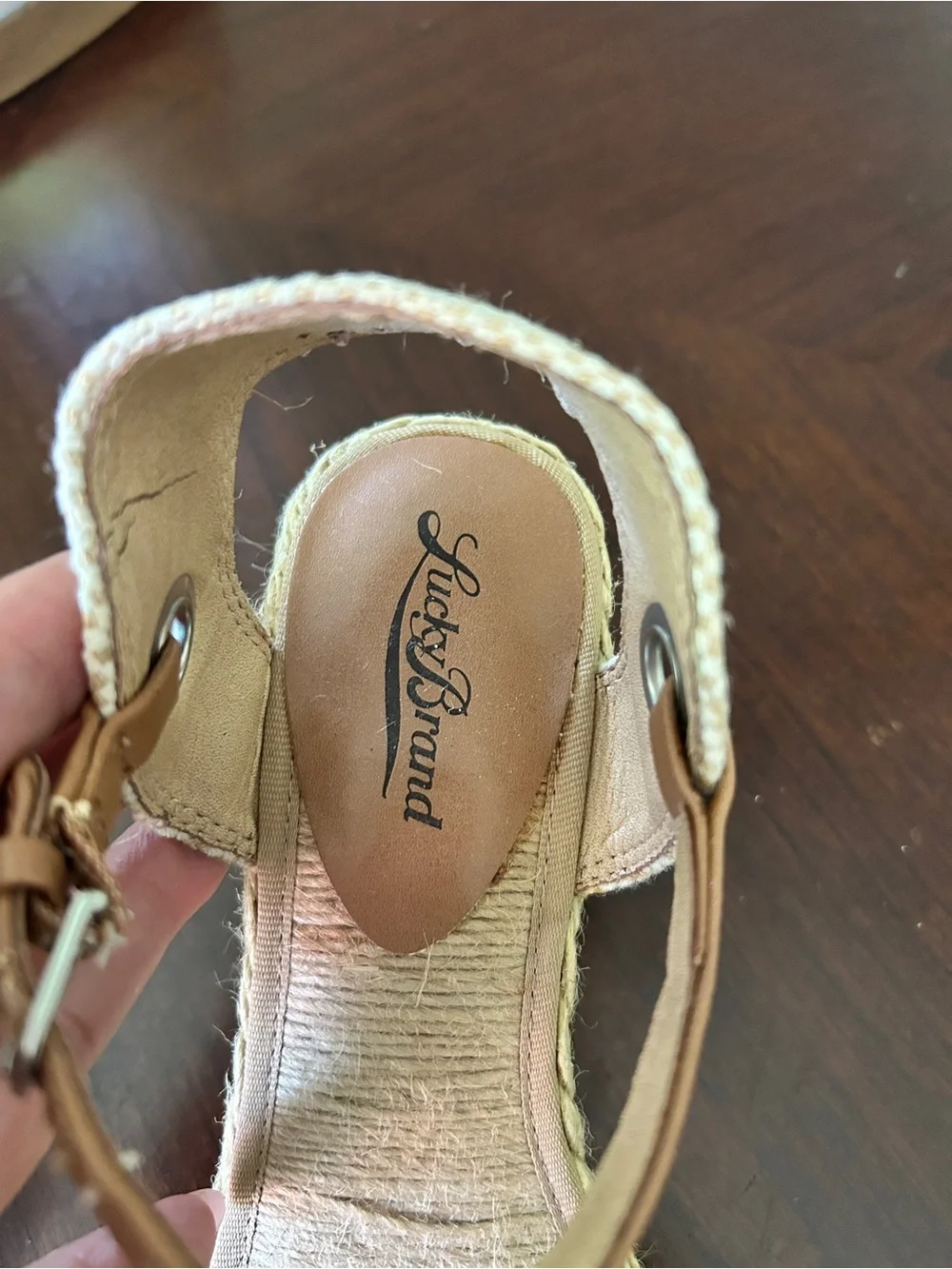 Women's Golden Beige Espadrille Wedge Sandals